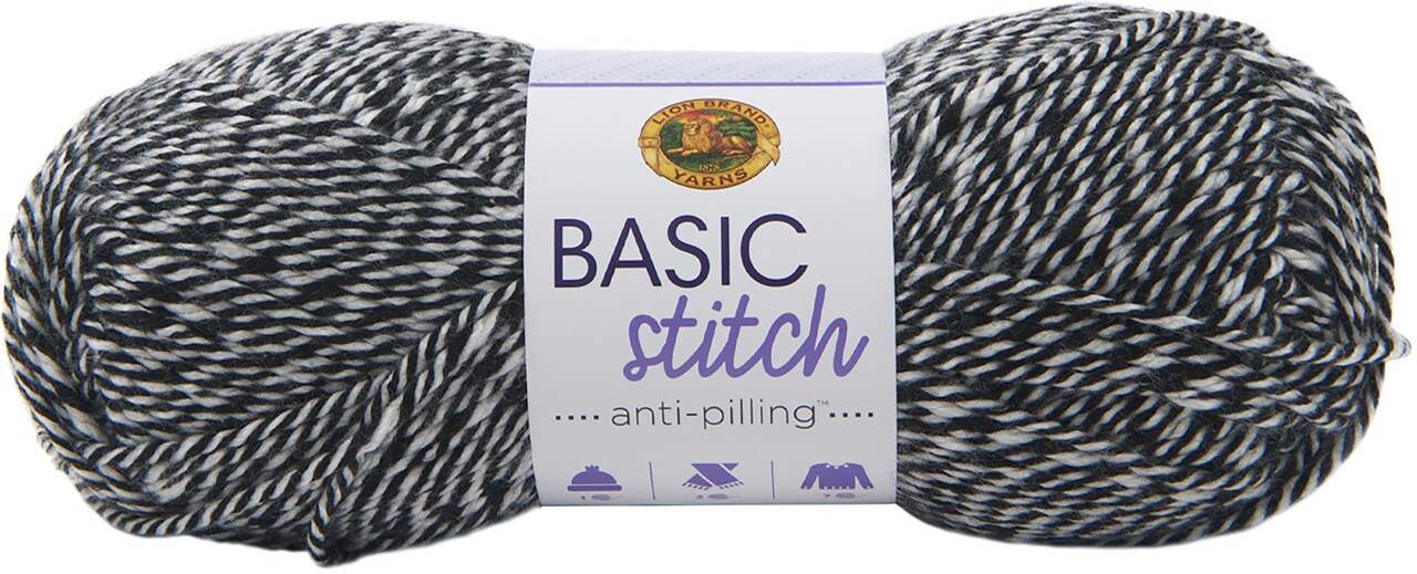 Lion Brand Basic Stitch Anti Pilling Yarn - Black White